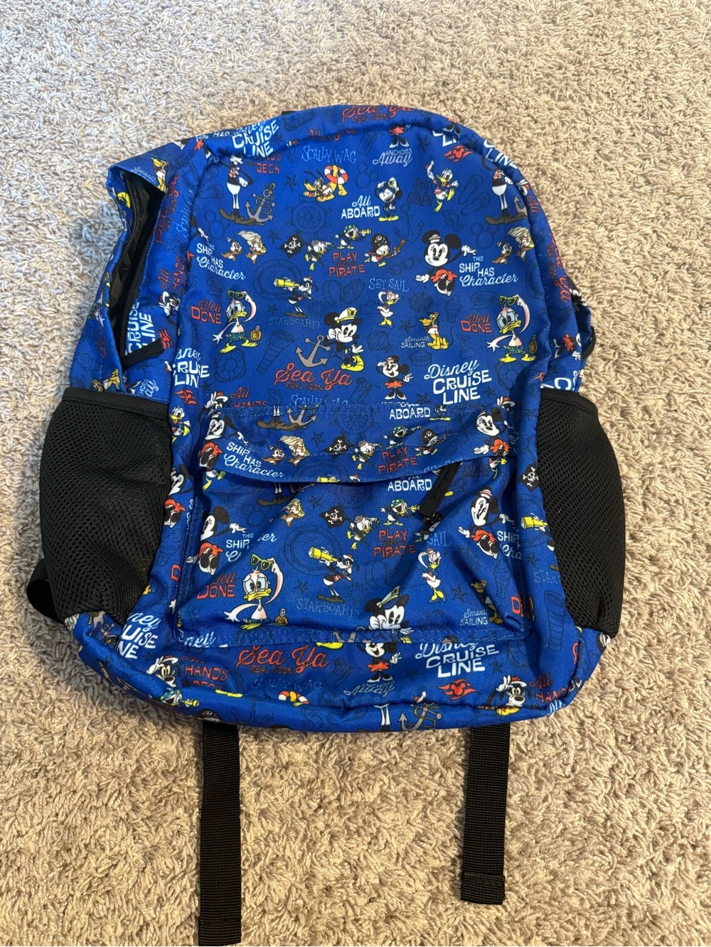 Disney Blue Character Travel Backpack with Nautical Print